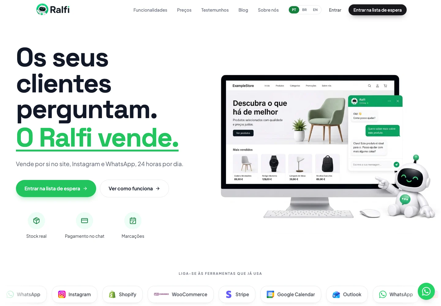 Captura da página inicial do Ralfi, um projeto desenvolvido pela Techforma